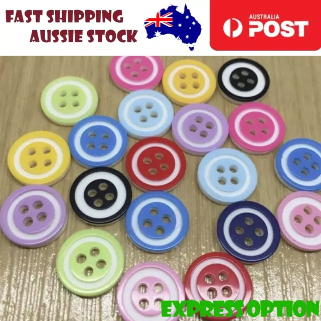 100x 12.5mm 4 Hole Buttons Mixed Colour Children's Clothing Sewing