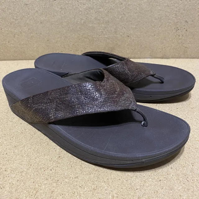 FitFlop Womens Wedge Sandals Flip Flops Size 11 Brown Metallic Comfort Thong