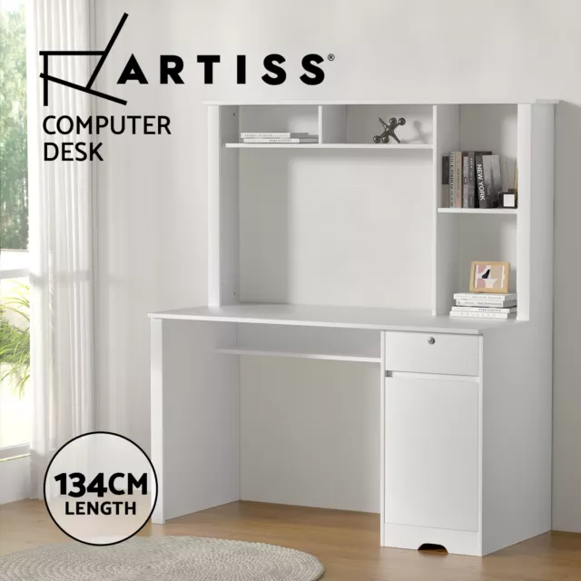 Artiss Computer Desk Office Study Desks Table Drawer Bookshelf Cabinet 134CM