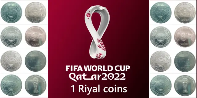Qatar 8x coins 1 Riyal 2022 FIFA world cup Football Mascot Emblem Trophy UNC