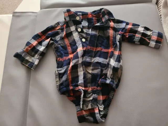 Baby Gap Boys 3-6 Month Red Blue Checked Shirt Romper