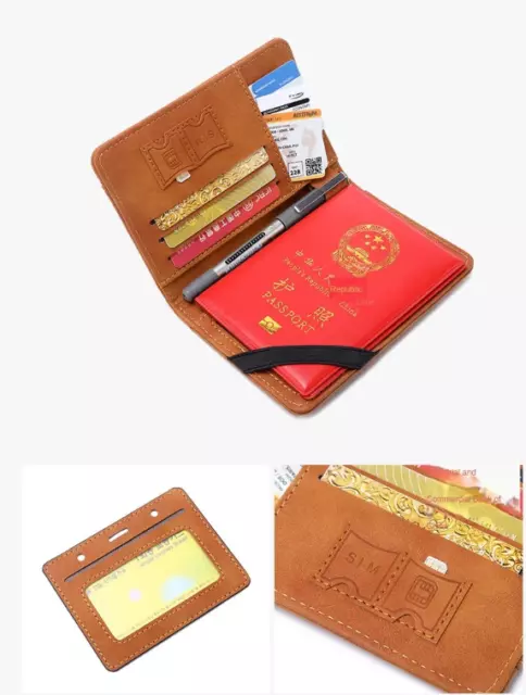 Unisex Passport Holder Cover Wallet Travel RFID Blocking Leather Card Case Gift 3