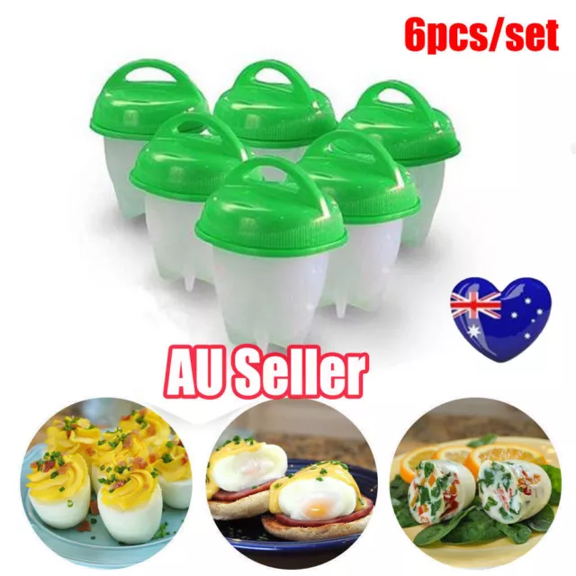 NEW Lettes Egg Cooker Hard Boiled Eggs without the Shell 6set Egg Cups DM