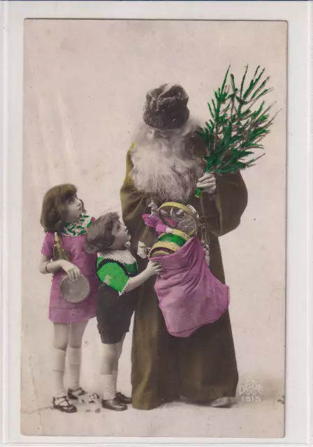 19??-Happy New Year-Vintage Art Nouveau-" Santa Claus "-Artist Signed Old Pc-004