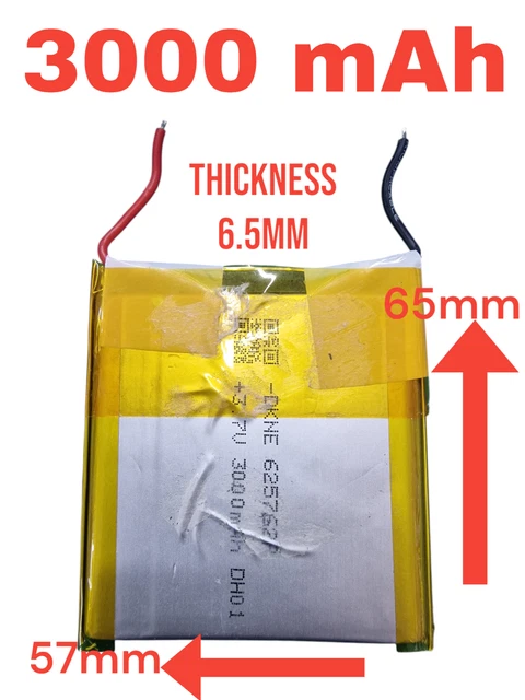 3.7V 2500mAh Li-Po Battery - 575166 Size With PH 2.0mm Connector For Electronics