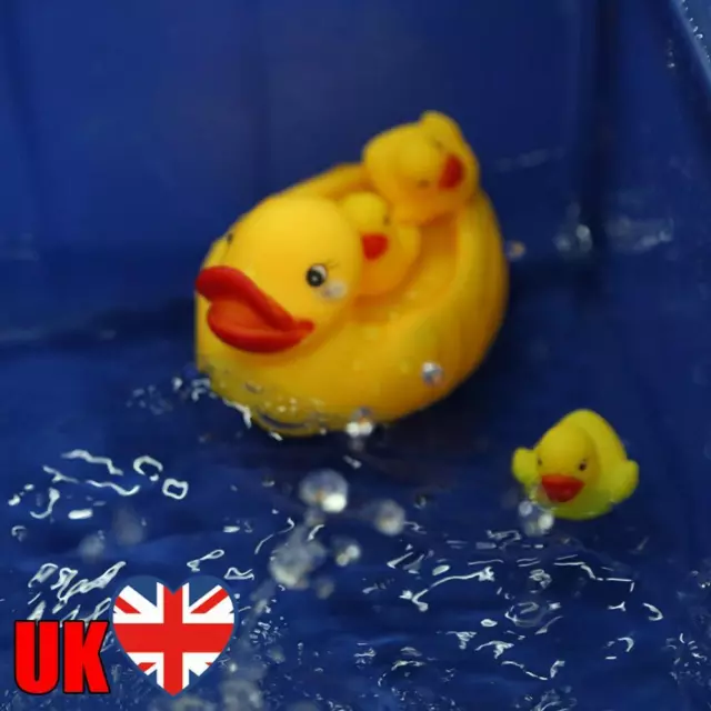 4 Pcs 1 Big 3 Small Duck Taking Shower Toy Squeaky Yellow Duck Classic Toy