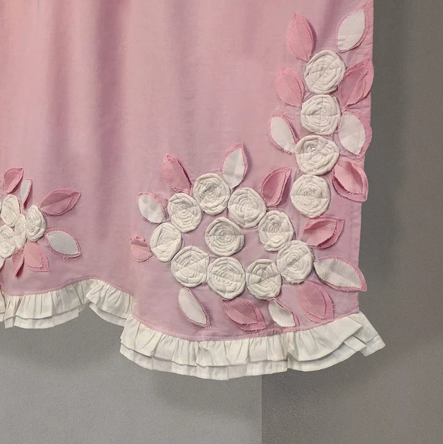 Mantovana Stile Shabby Chic con Rose Applicate 140 x 80 cm rosa e Avorio