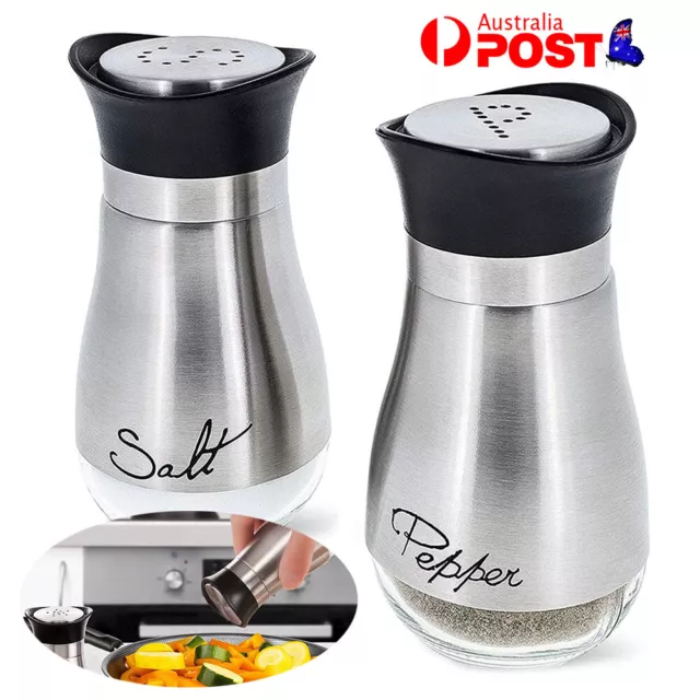 2pcs Salt and Pepper Shakers Set Premium Stainless Steel Salt and Pepper Shaker