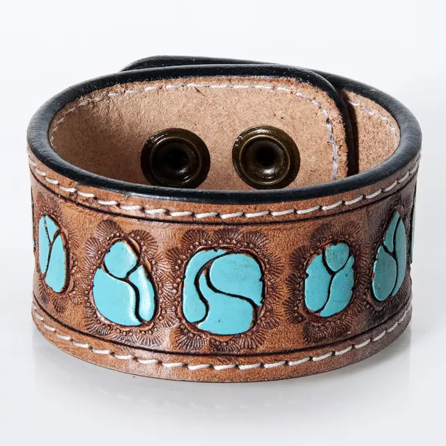 82AD American Darling ADBRF188 Hand tooled carved Genuine Leather Bracelet women