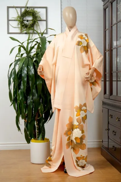 Dear Vanilla Japanese Silk Kimono Women's Robe Gown Authentic Japan Vintage Mint