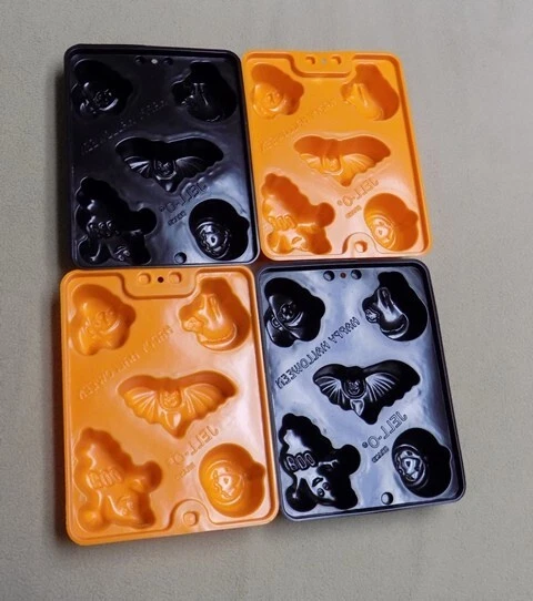 Molde de gelatina Jiggler Halloween 4 bandejas disparos de gelatina tiradores murciélago bruja gato fantasma