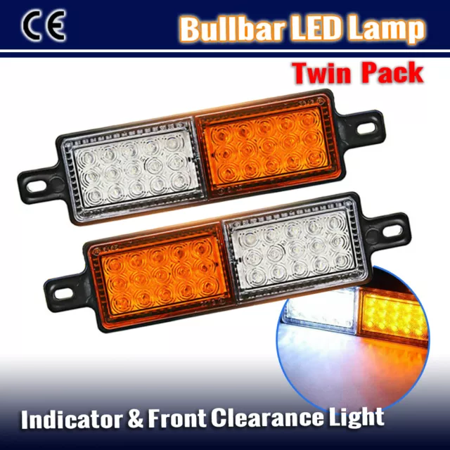 2X Bullbar Front Indicator 30 Led Light Amber White Drl Park Lamp For Tjm Truck