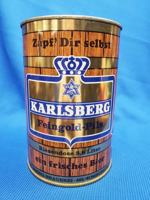 Vintage KARLSBERG Feingold Pils - EMPTY  3.8 Liter SS Beer Keg Can - GERMANY