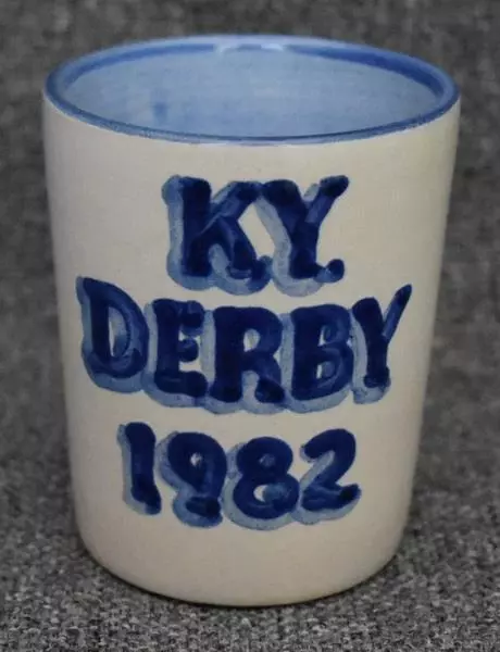 1982 M.a. Hadley Signed Hnd Ptd Kentucky Derby Mint Julip Cup Pottery Tumbler #2