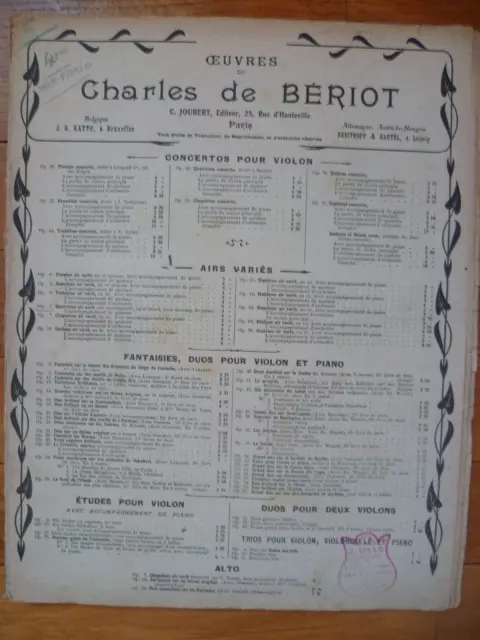 Air Varié de Charles De Bériot n°4 op 5 POUR VIOLON ET PIANO