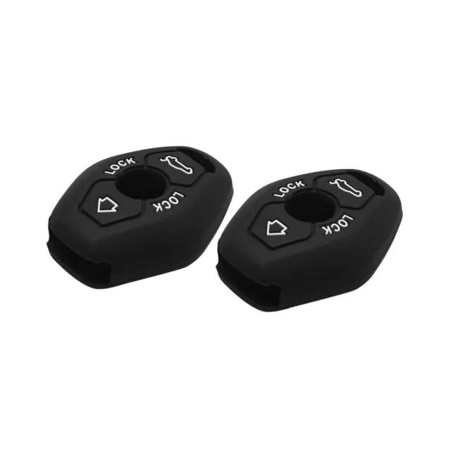 2pcs Coque Silicone Noir 2 Boutons télécommande Principale Cas Protection