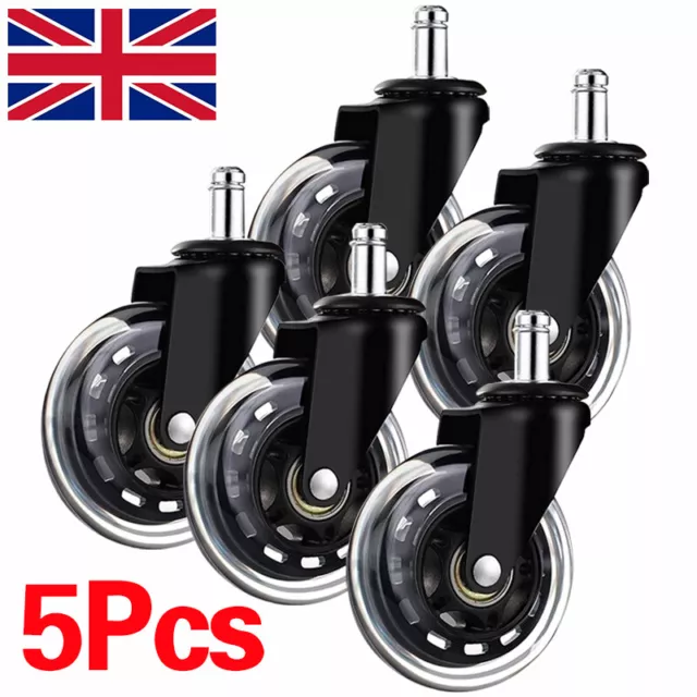 5pcs Rotatable Home Office Chair Casters Wheels 3inch 75mm Swivel Replacement UK