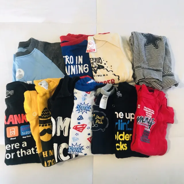 Lot Baby Boy Short Sleeve Romper Tee shirts Funny Size 3-6 months outfits 6M