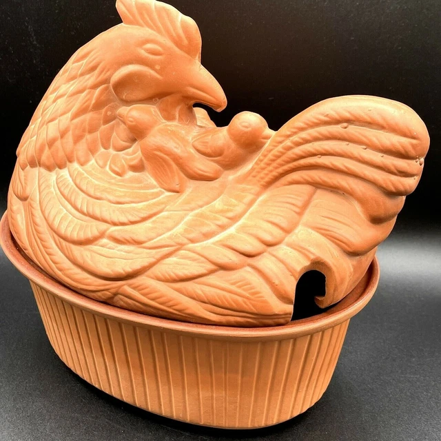 Vtg Gourmet Topf Terra Cotta Hen On Nest Casserole Tureen 1981 Red Clay Pottery