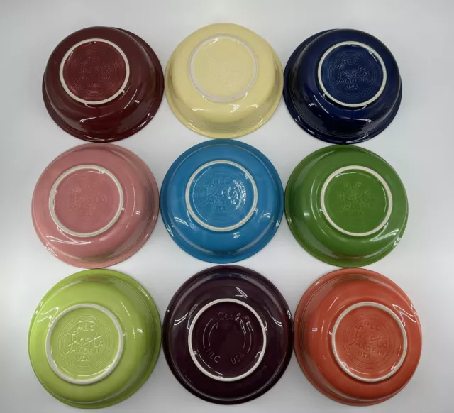 Vintage Fiestaware Soup Cereal 7” Bowl Set Of 9 Rainbow Colors Bowls