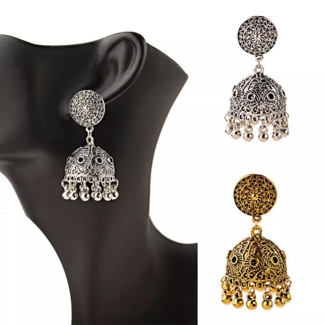 Bijoux indiens vintage Jhumka Charms Boucles d'oreilles pour femmes Boucles...