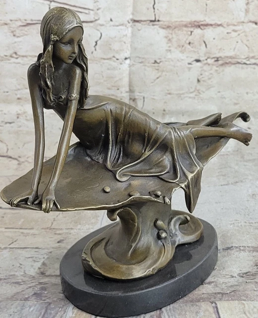 Statuette Art Déco Fée/nymphe - Laiton Massif Et Bronze, Années 1920