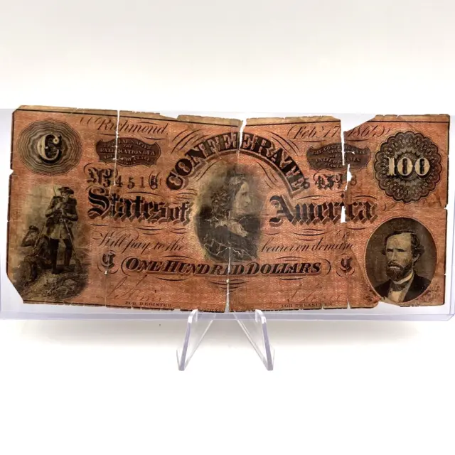 1864 $100 Richmond Confederate Note. Lot.39