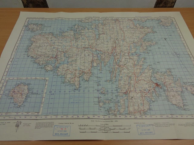 WW2 map "CENTRAL MAINLAND (SHETLANDS)" - SECRET BASE INK STAMP (V1 & V2 ROCKETS)