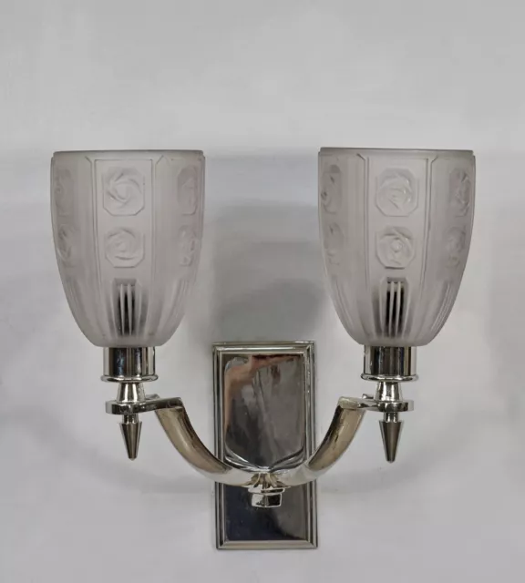 a pair of French 1930s Art Deco Wall Sconces by  Sevba & Petitot          france 2