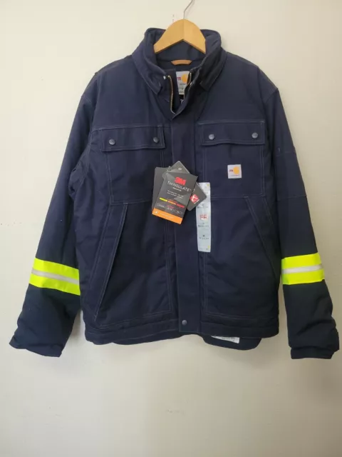 CARHARTT MEN'S NAVY Fire Resistant Full Swing Jacket Quick Duck Coat ...