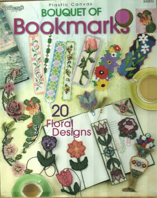 Used Bouquet Of Bookmarks 20 Flower Designs Plastic Canvas Pattern Book
