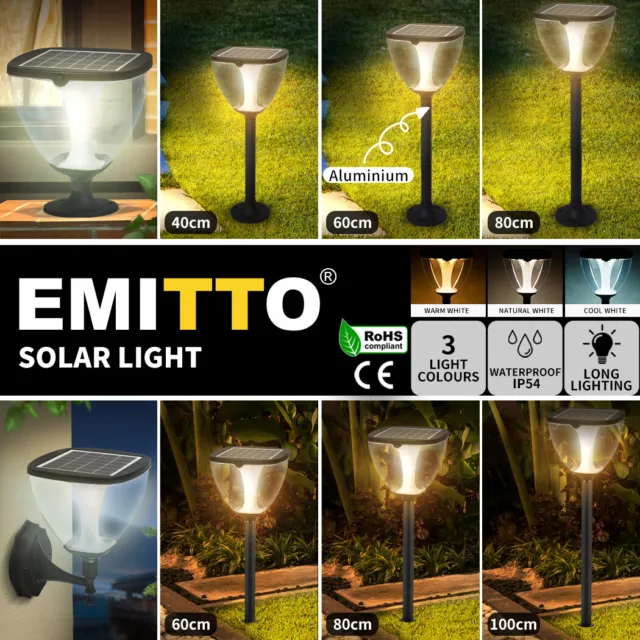 Emitto Solar Lawn Ground Wall Light Garden Yard Path Lamp 3 Lighting Colour