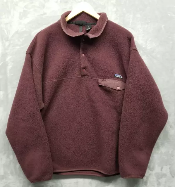 Patagonia Jacket Mens Extra Large Burgundy Red Synchilla Snap T Fleece Pullover