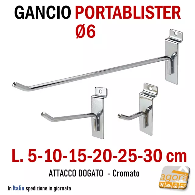 10pz GANCI PORTABLISTER PER PANNELLO DOGATO ARREDAMENTO NEGOZIO GANCIO PER ABITI