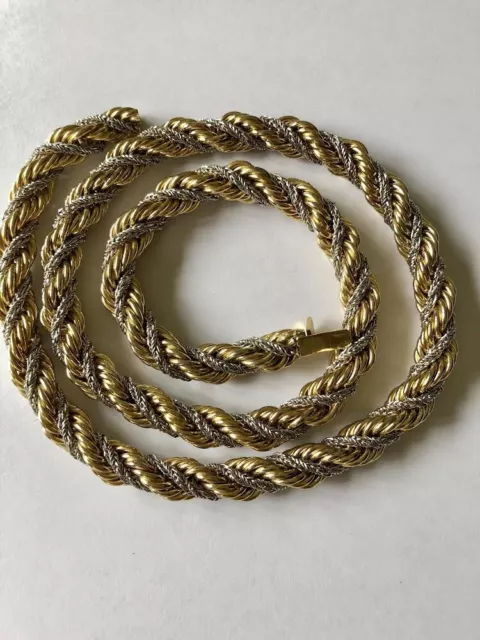 Vintage Grosse Germany Gold Silver Plated Large Twisted Rope Chain Necklace