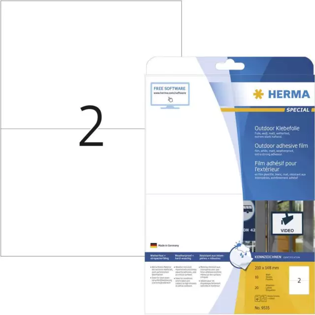 Etiquette plastique Herma 9535 210 x 148 mm film de polyéthylène blanc 20 pc(s)
