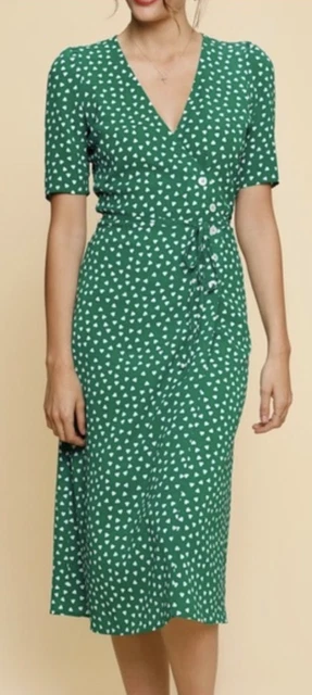ROUJE GABIN DRESS Green Hearts Print Size 40 Orig. $190 NWT $114.00 -  PicClick