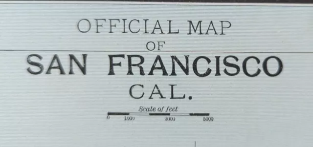 Vintage 1893 SAN FRANCISCO CALIFORNIA Map 22"x14" Old Antique Original NOB HILL