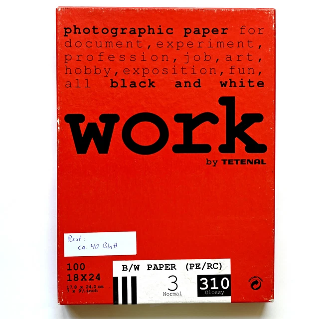Papel fotográfico Tetenal Work grado PE/RC blanco y negro. 3 310 brillantes 18x24 aprox. 40 hojas
