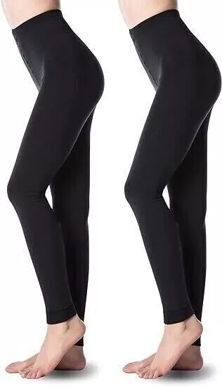 2 Pairs High-Waisted Women's Footless Tights - Super Soft, Warm and Comfortable