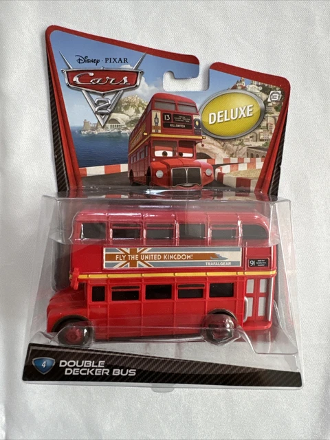 DISNEY PIXAR CARS 2 DOUBLE DECKER BUS Deluxe 4 Mattel Diecast 1 55 