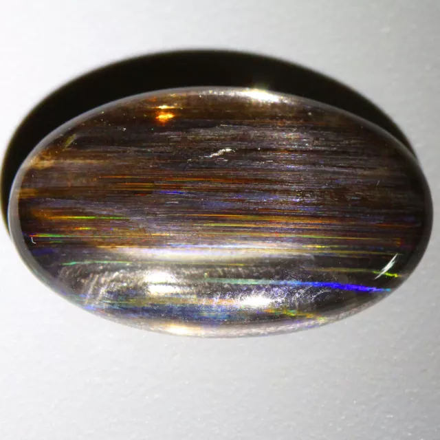 7.05 Cts (19 X 11.5Mm) Oval Cabochon_Natural Rainbow Rutile Scapolite_Brazil