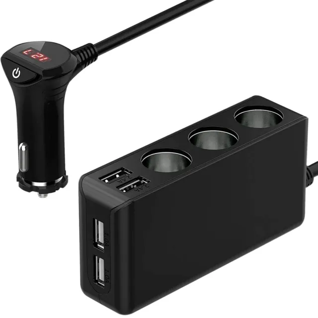 Auto Zigarettenanzünder Adapter USB KFZ Ladegerät 3 Steckdose Verteiler Splitter