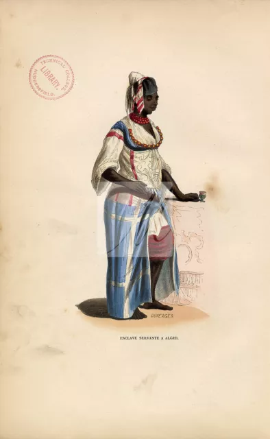 ALGIERS SERVANT - Native Fashion 1843 Handcoloured Antique Print #C363