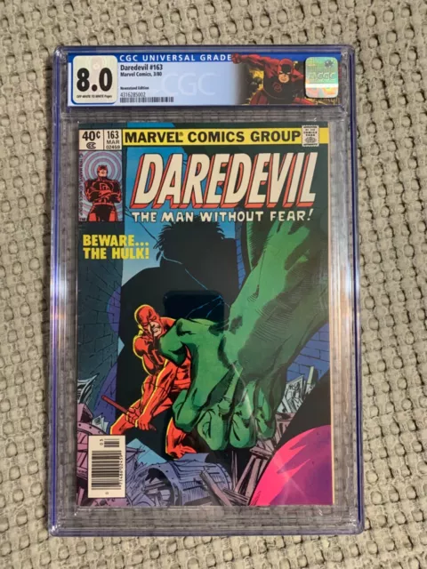 Daredevil 163 CGC 8.0 Newsstand Variant 1980 Classic Hulk Cameo Custom Label