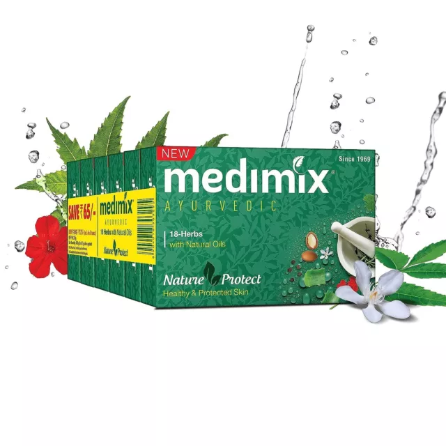 Medimix Ayurvédique Classique 18 Plantes Savon Taches Peau 75g Chaque (Lot De 6)