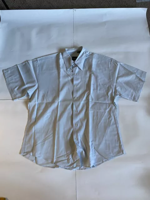 Neiman Marcus Shirt Mens Blue Size L Linen Cotton Blend Button Up Short Sleeve