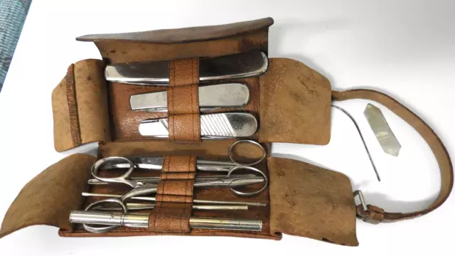 Vtg S MAW & Son Thompson pocket surgical/medical kit roll up leather case Vtg S MAW & Son Thompson pocket surgical/medical kit roll up leather case
