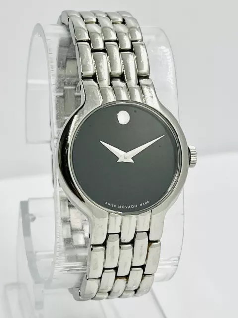 Movado Women's Museum Silver/Black Sapphire Crystal 26mm Stainless Steel Watch