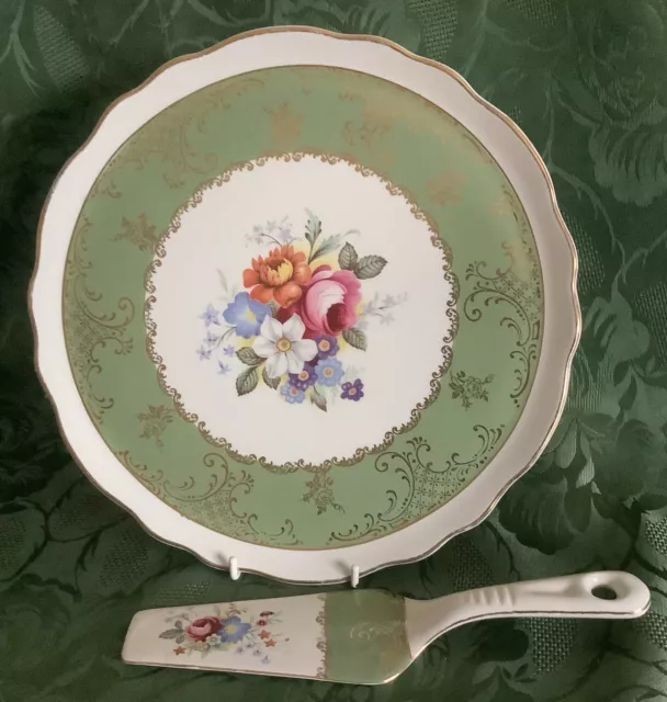 Old Foley James Kent Cake Plate And Matching Server